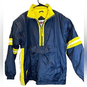 Vintage Active Frontier Nylon stadium jacket/vest navy &‎ yellow small